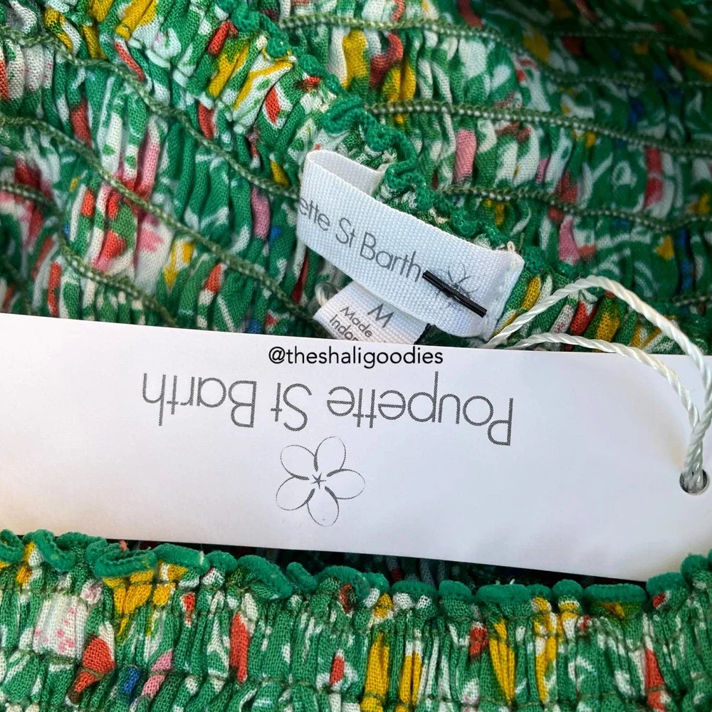 🚫SOLD🚫POUPETTE ST BARTH Soledad Midi Dress Green Floral Maxi - Picture 7 of 7